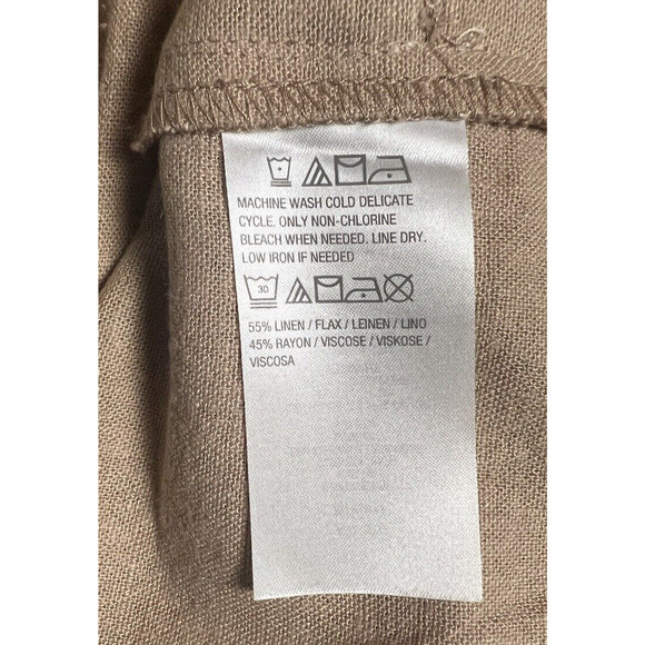 Susan Graver Linen Rayon Button Up Jacket Beige Modern Top w Pockets L - Picture 8 of 9